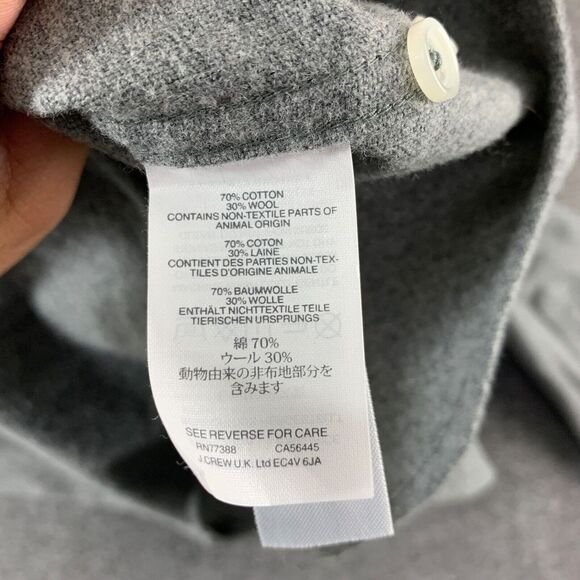 J Crew Wool Shirt Men Large‎ Gray Elbow Patch Huckberry Dapper Modern NEW - Picture 5 of 9